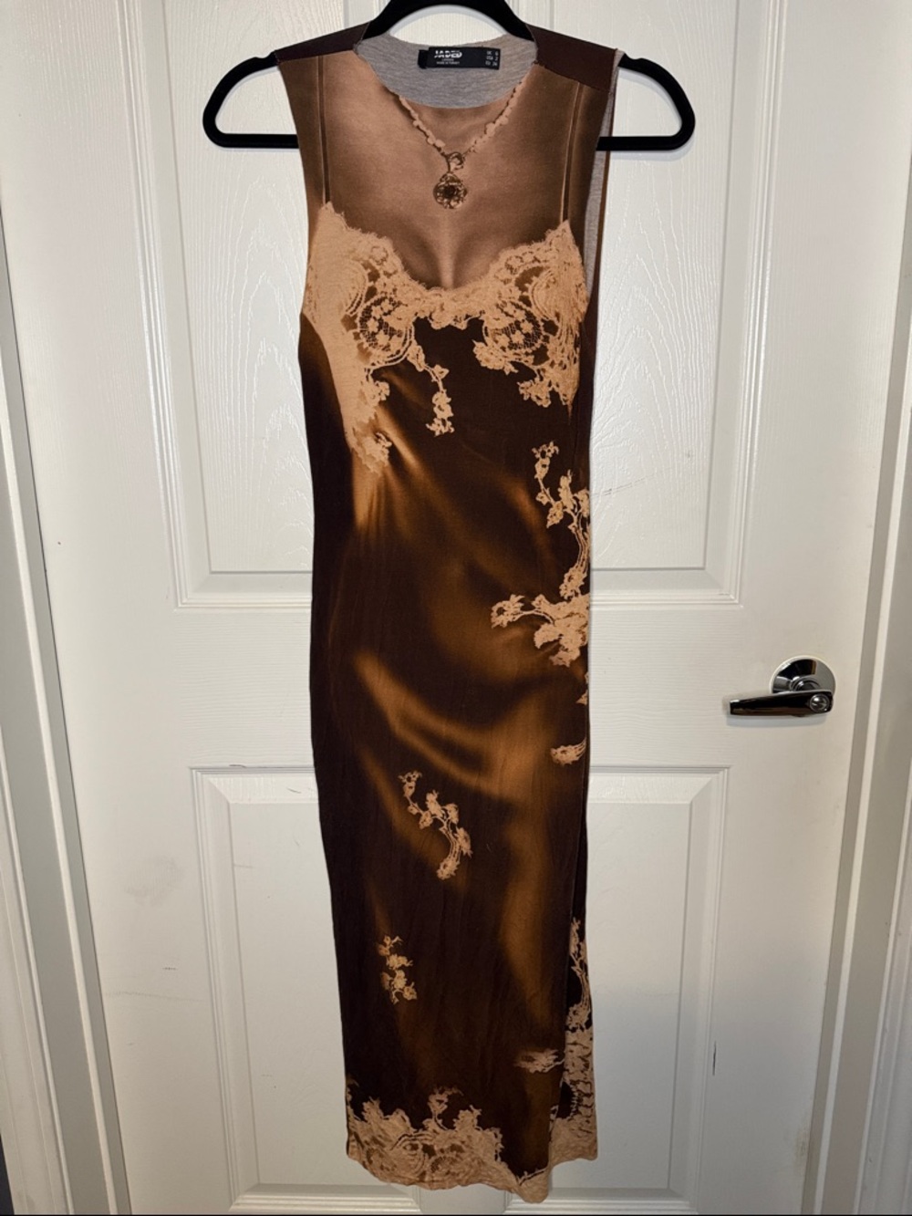 Jaded London Brown and Beige Graphic screen Dress